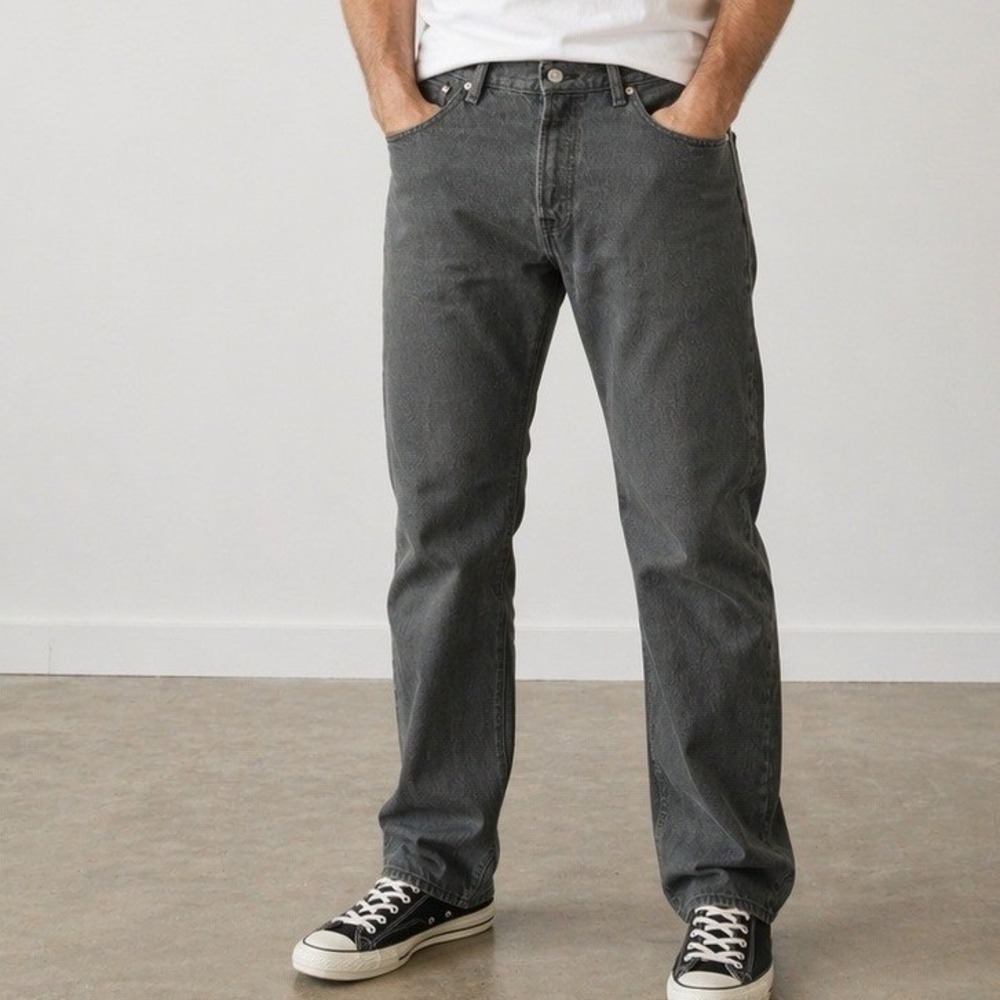 Levis 501 Original Fit Mens Charcoal Gray Button Fly Straight Leg Jeans 33x34